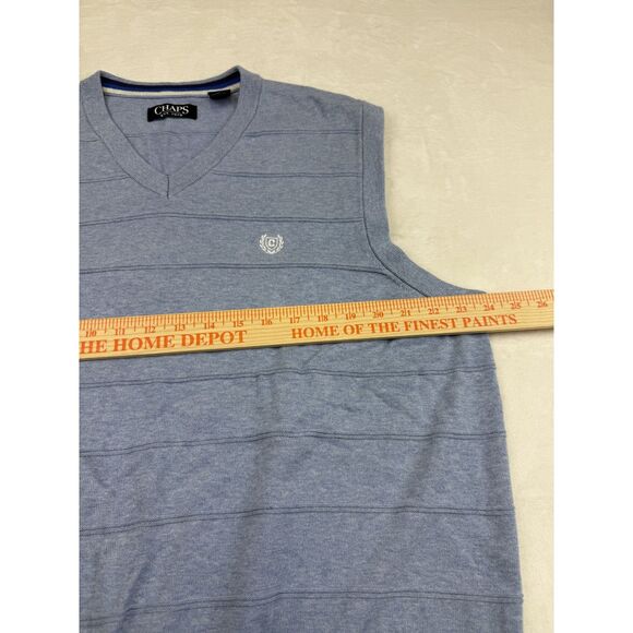 Chaps Sweater Vest Mens XL Blue V Neck Pullover Lightweight Knit Preppy Classic - Picture 7 of 8